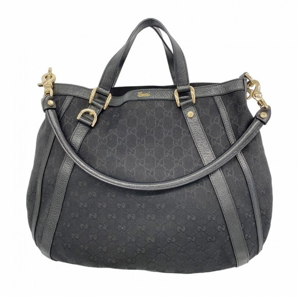 Gucci GG Canvas Abbey Handbag 130734 Black Champagne 2-Way Bag for Women - Picture 1 of 14